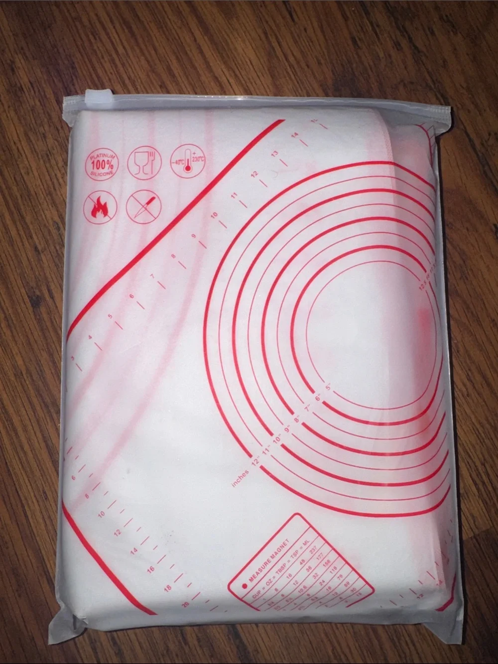 Silicone Baking Pastry Mat with Red Measurement Guides C1.Bk.R.2